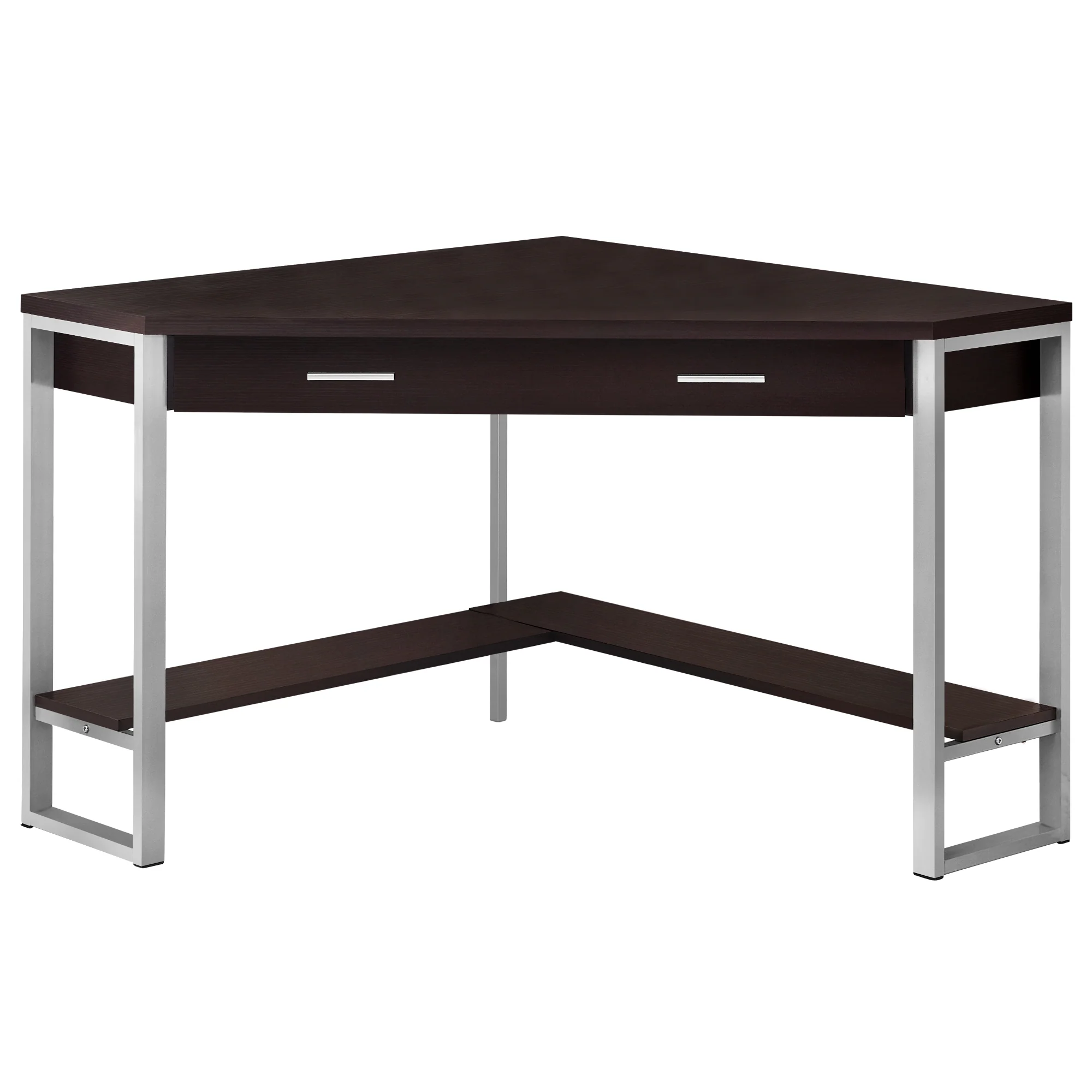Dark Taupe Silver Particle Board Hollow Core Metal Computer Desk By Homeroots - 333554 - Image 5