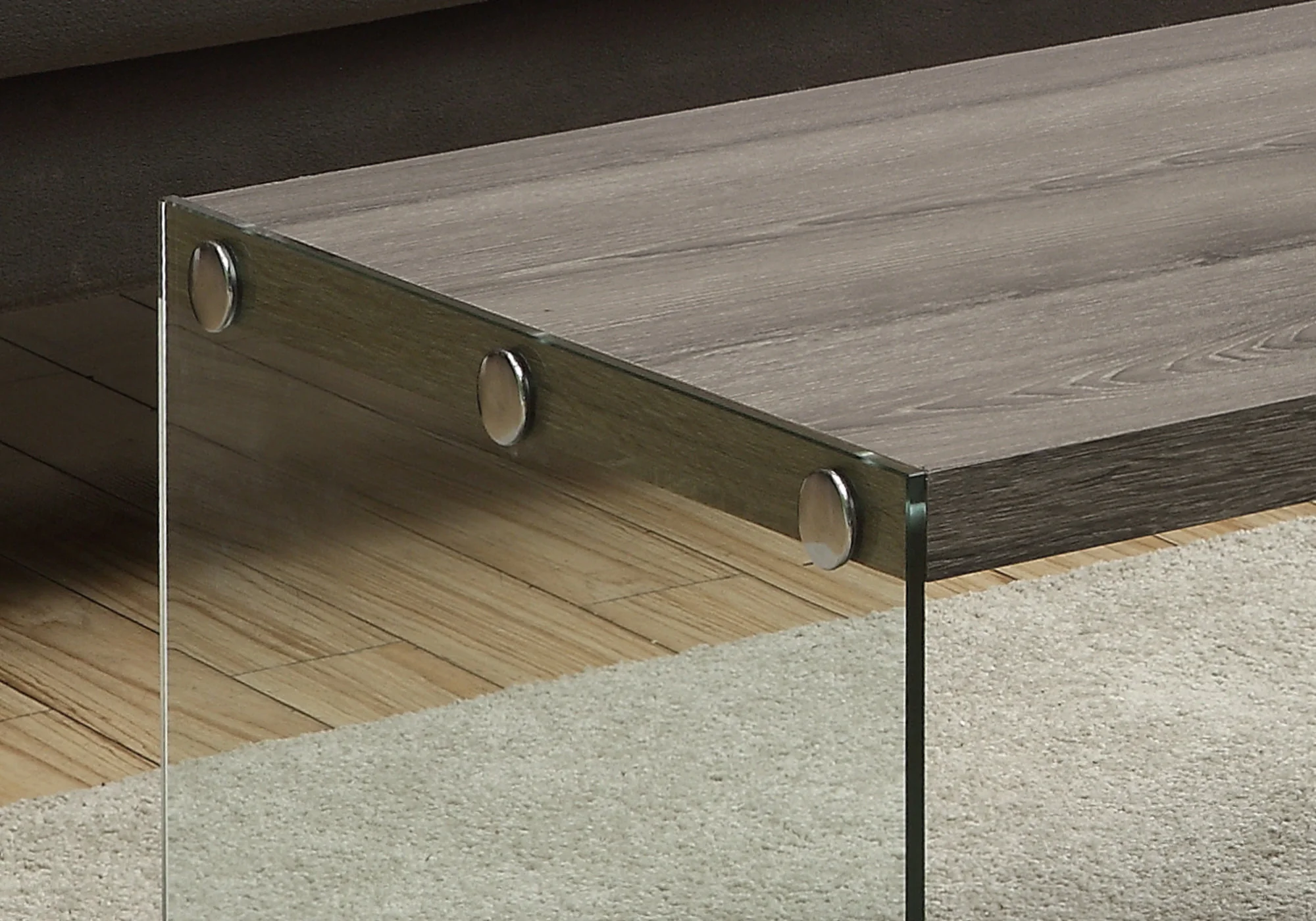 Dark Taupe Tempered Glass Coffee Table By Homeroots - Image 2
