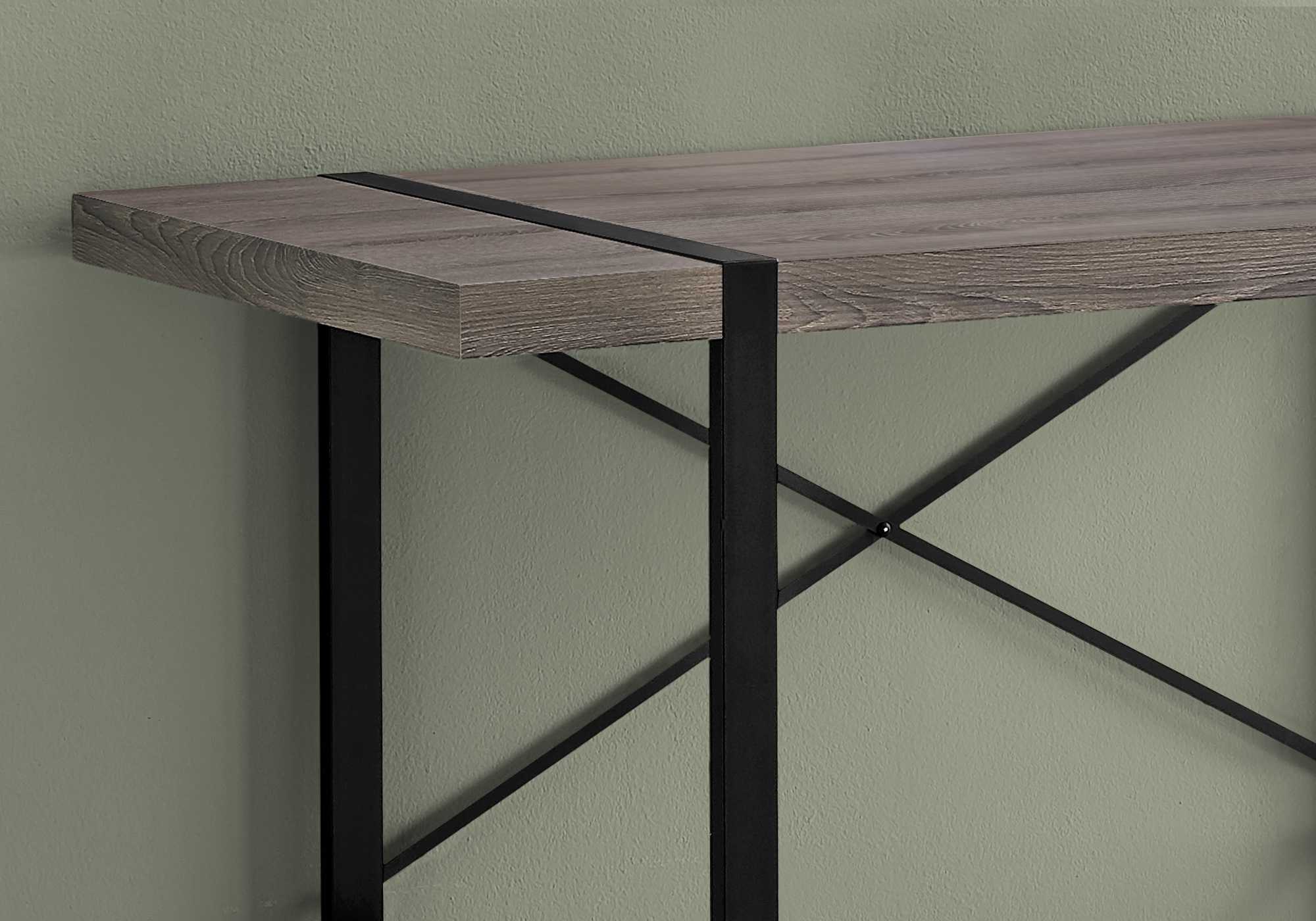 Dark TaupeBlack Metal Computer Desk By Homeroots - Image 2