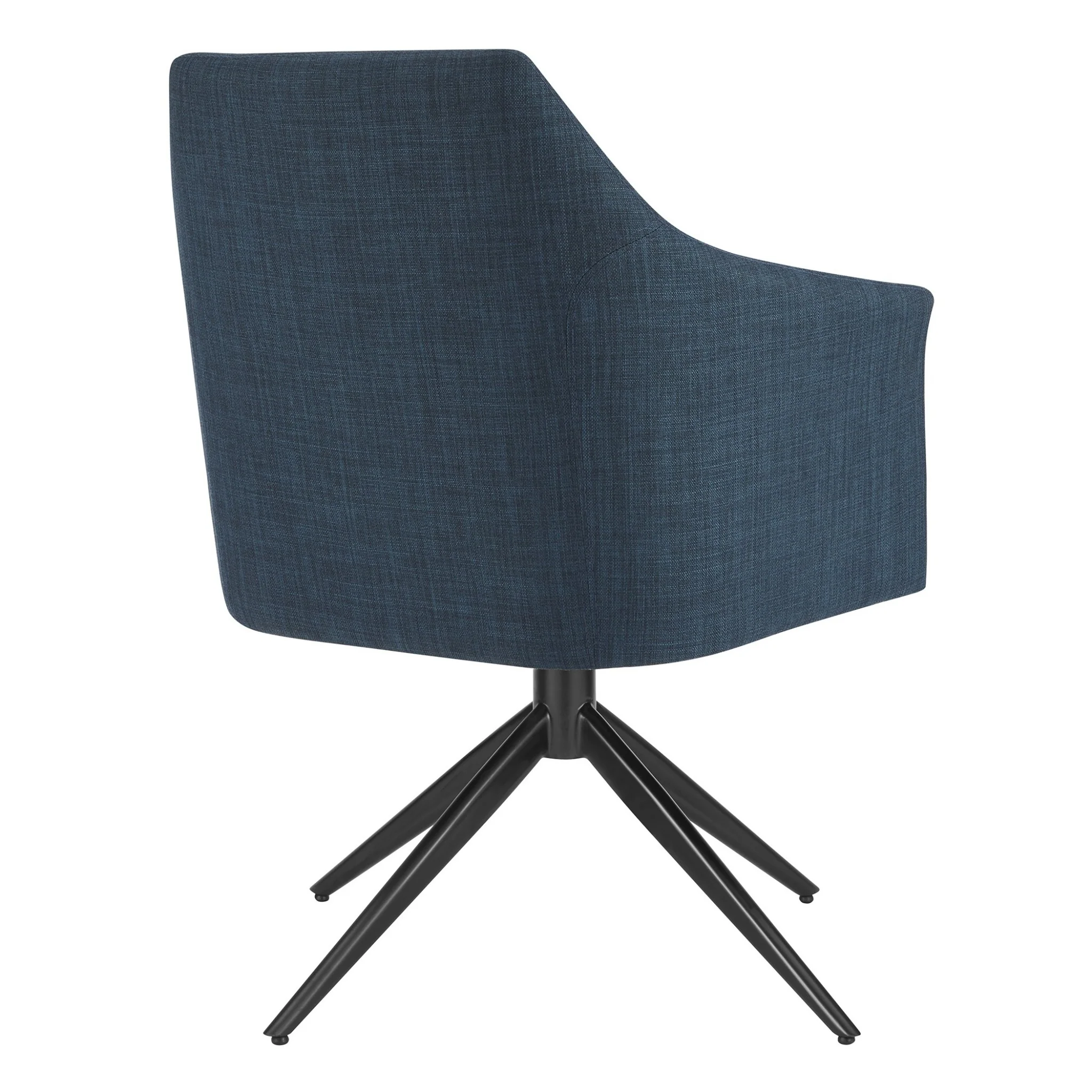 Dark Teal Blue Fabric And Black Swivel Armchair By Homeroots - Image 4