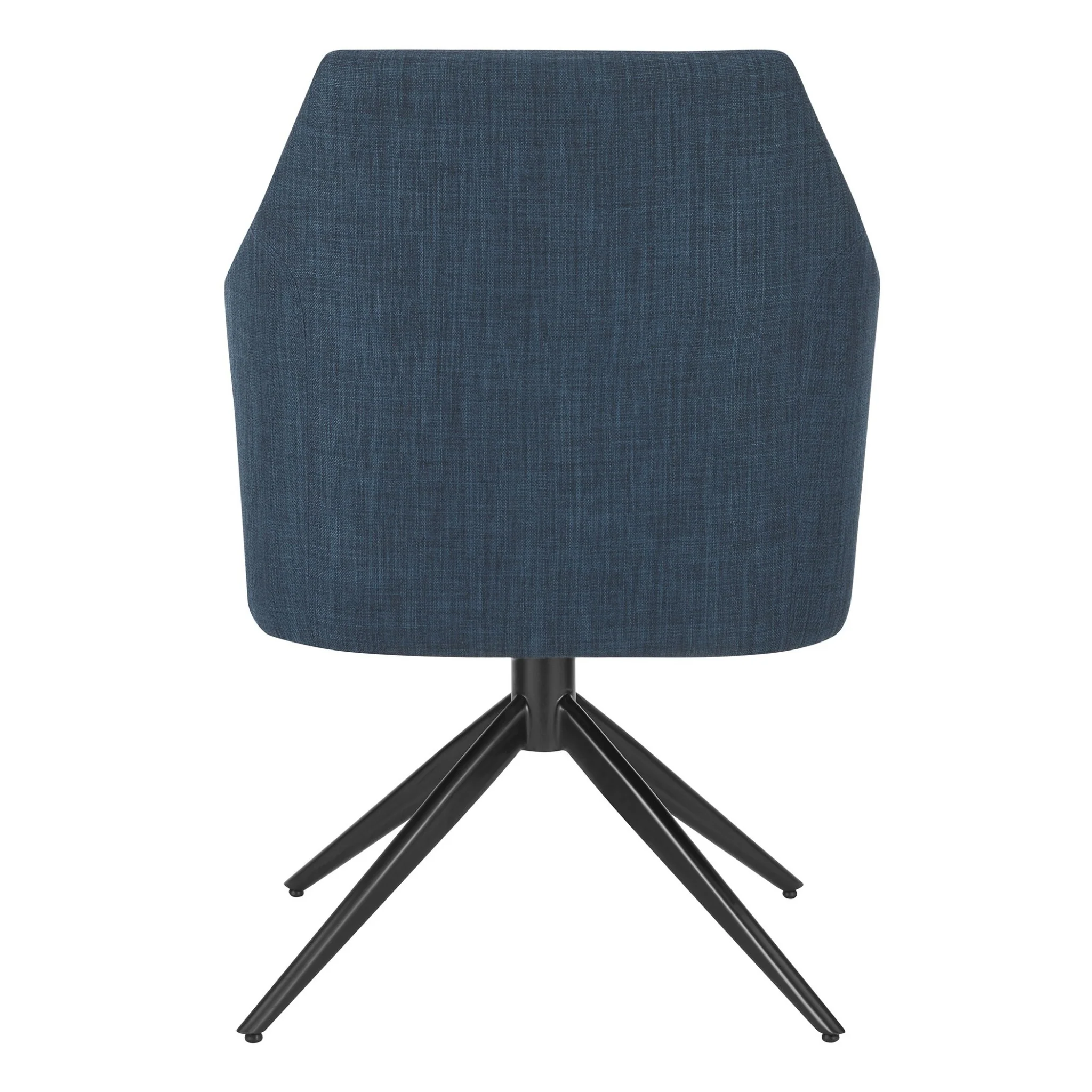 Dark Teal Blue Fabric And Black Swivel Armchair By Homeroots - Image 5