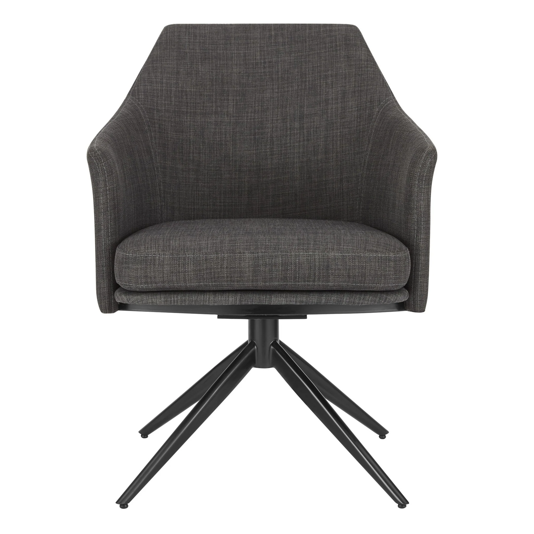 Dark Teal Blue Fabric And Black Swivel Armchair By Homeroots - Image 7