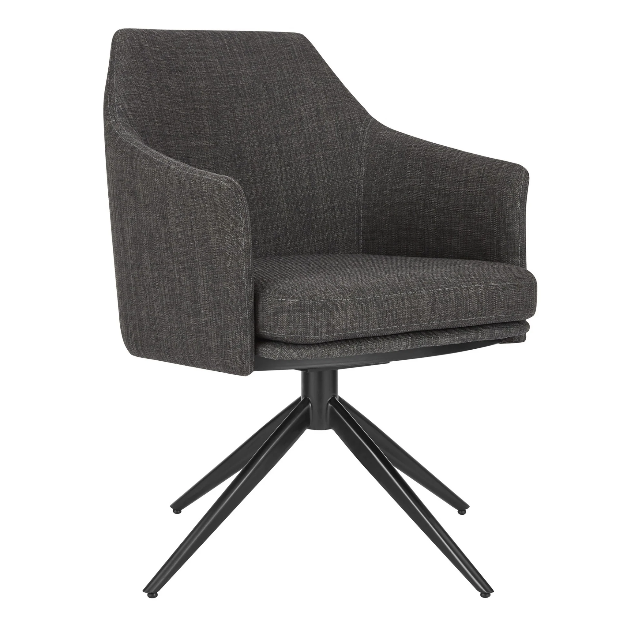 Dark Teal Blue Fabric And Black Swivel Armchair By Homeroots - Image 8