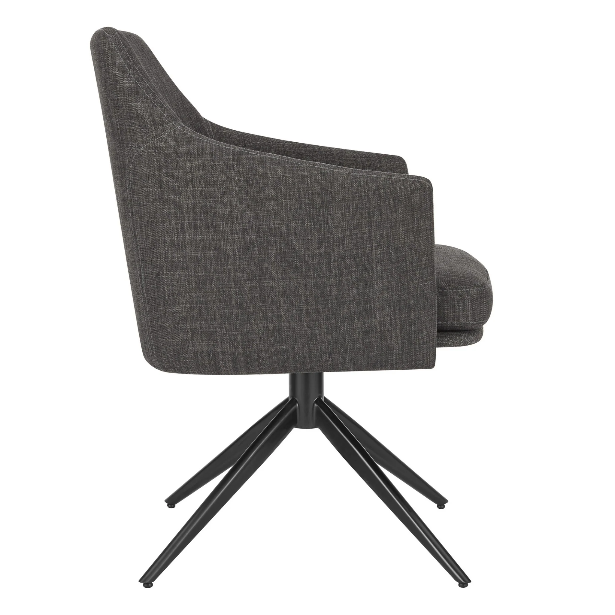 Dark Teal Blue Fabric And Black Swivel Armchair By Homeroots - Image 9