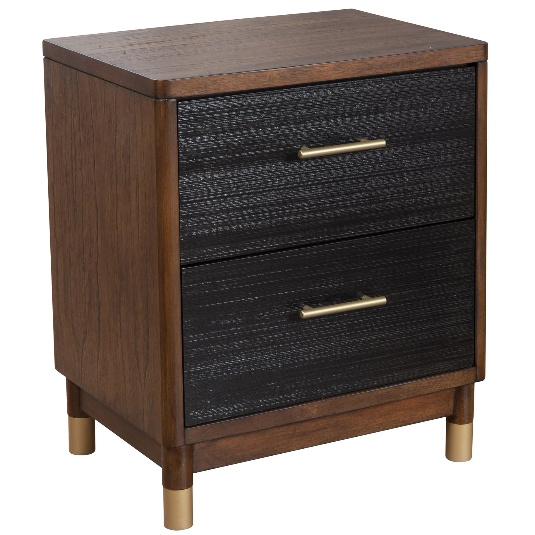 Dark Walnut And Black Mod Drawer Nightstand By Homeroots - Image 2