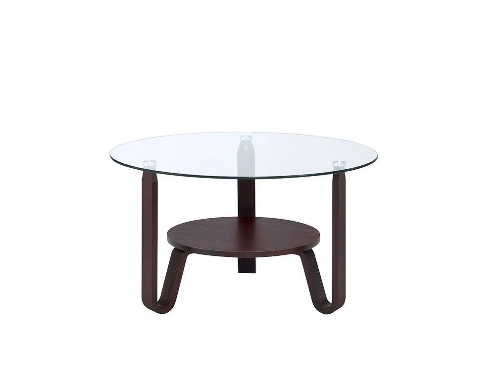 Dark Walnut Clear Glass Wood Coffee Table By Homeroots - Image 3