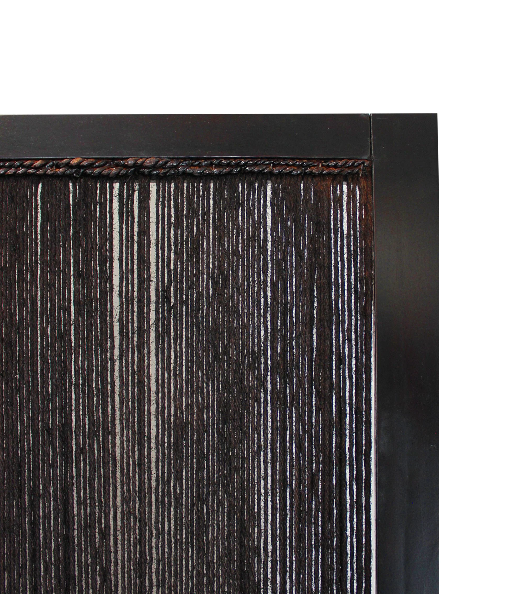 Dark Wood and Water Hyacinth 3 Panel Room Divider Screen By Homeroots - Image 3