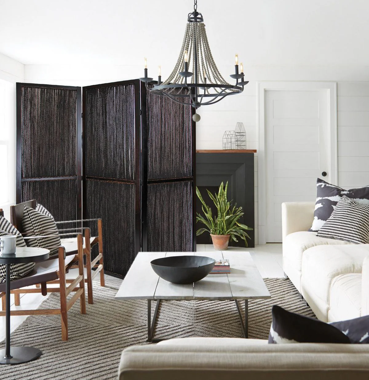 Dark Wood and Water Hyacinth 3 Panel Room Divider Screen By Homeroots - Image 6