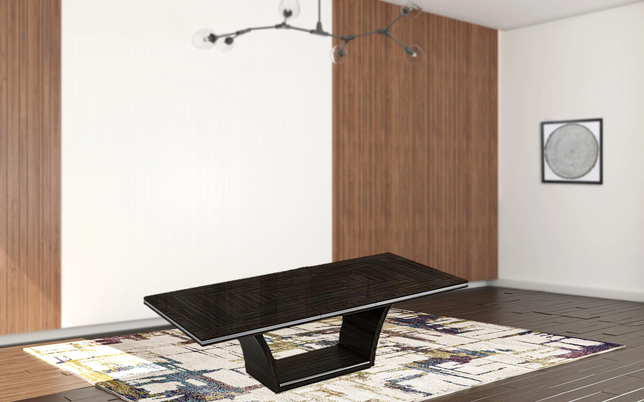 Dark Wood Modern Pedestal Dining Table By Homeroots - Image 2