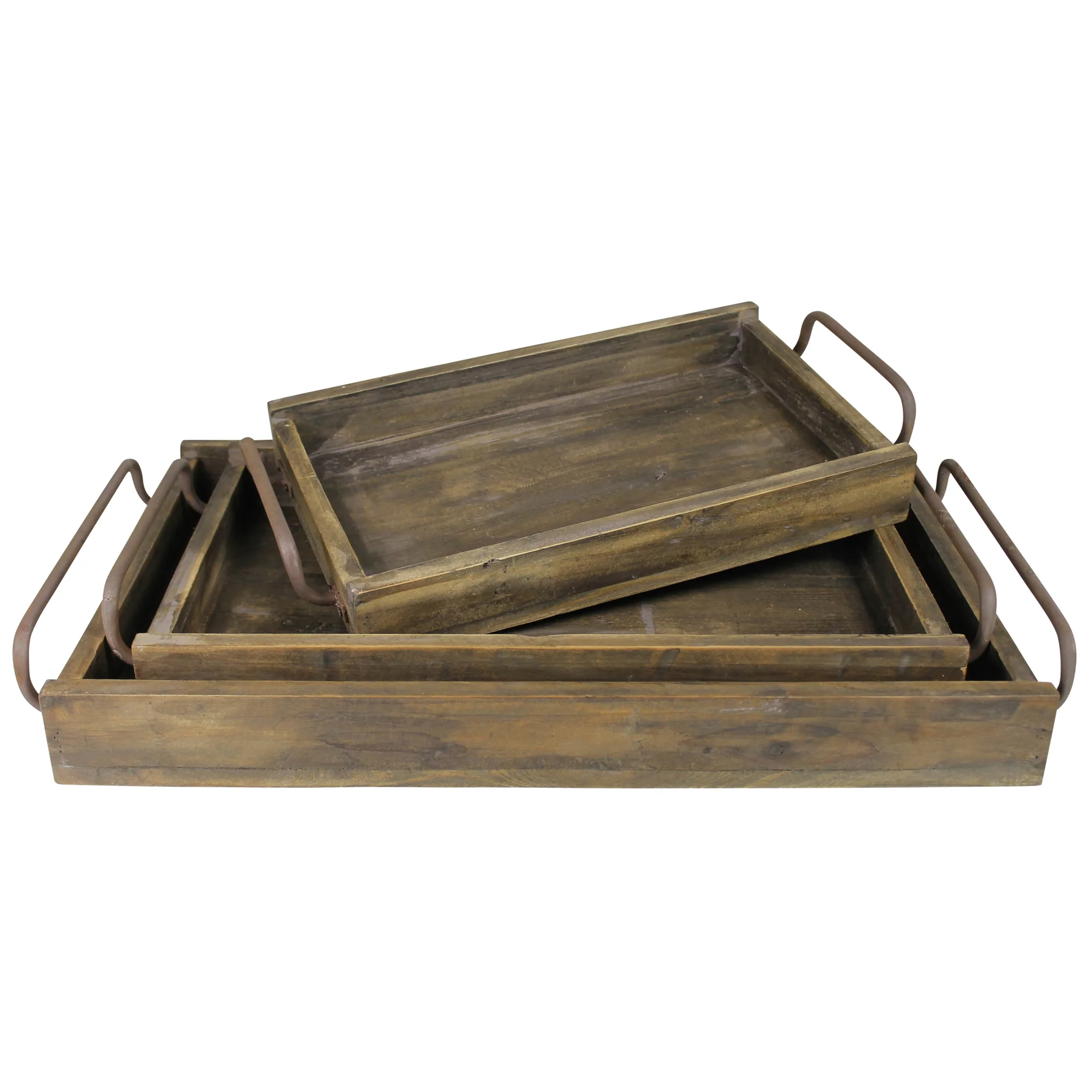 Davis Trays, Wood, Set of 3 By HomArt - Image 2