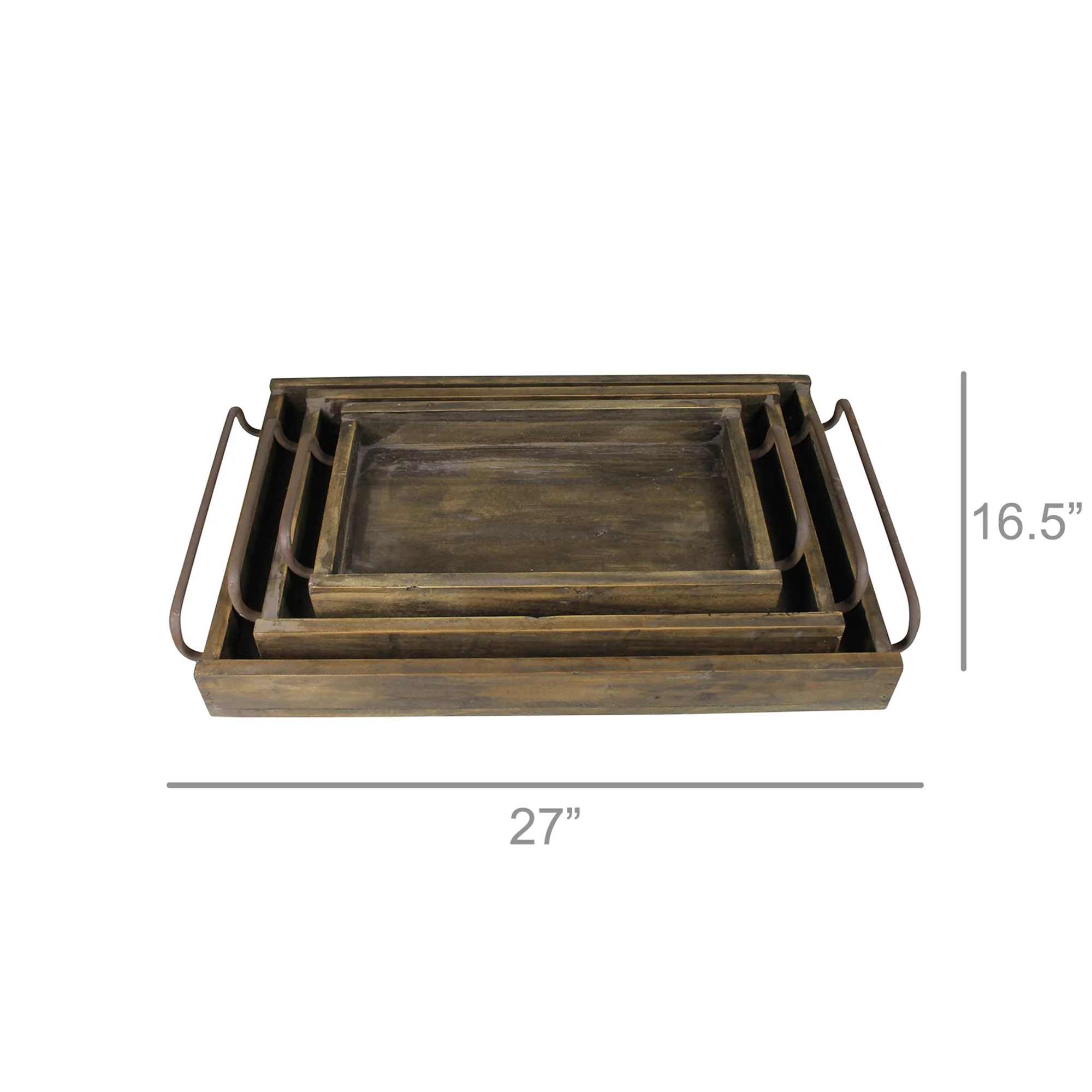 Davis Trays, Wood, Set of 3 By HomArt - Image 4