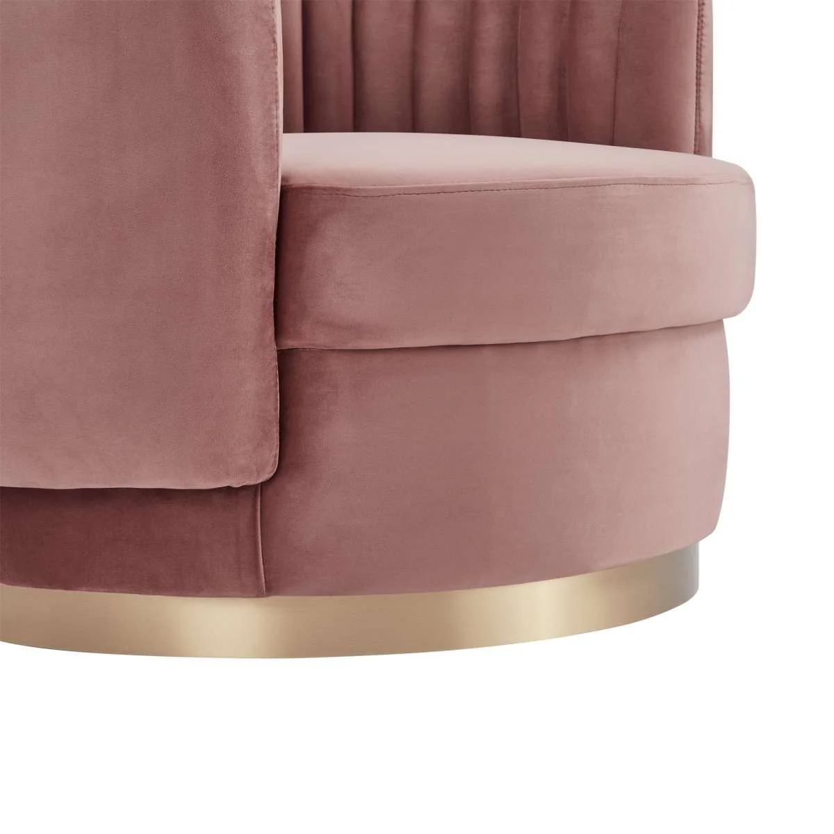 Davy Blush Velvet Swivel Accent Chair with Gold Base By Armen Living - Image 4