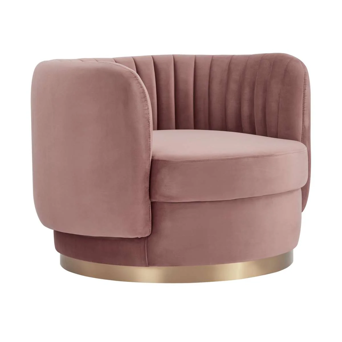 Davy Blush Velvet Swivel Accent Chair with Gold Base By Armen Living - Image 5