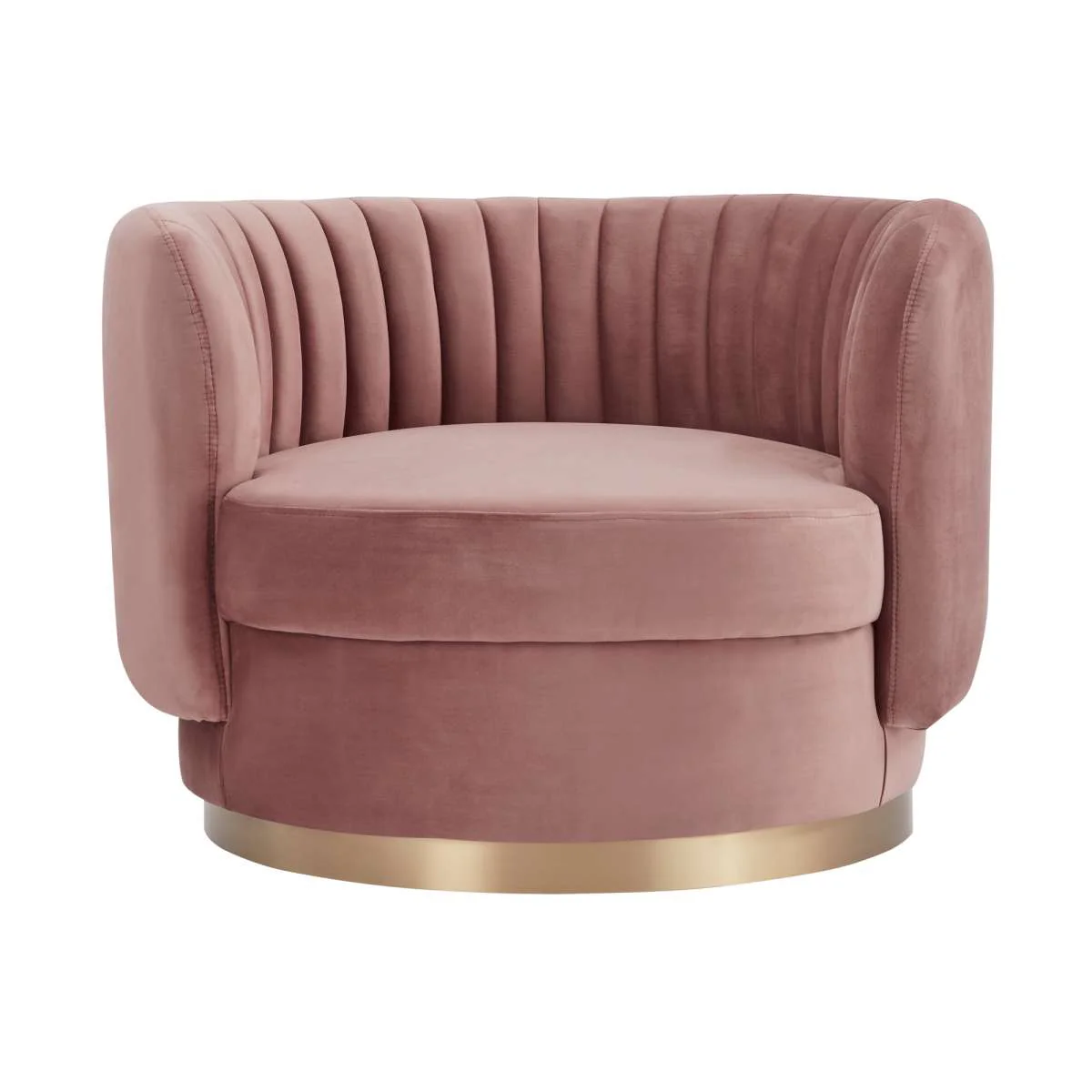 Davy Blush Velvet Swivel Accent Chair with Gold Base By Armen Living - Image 6