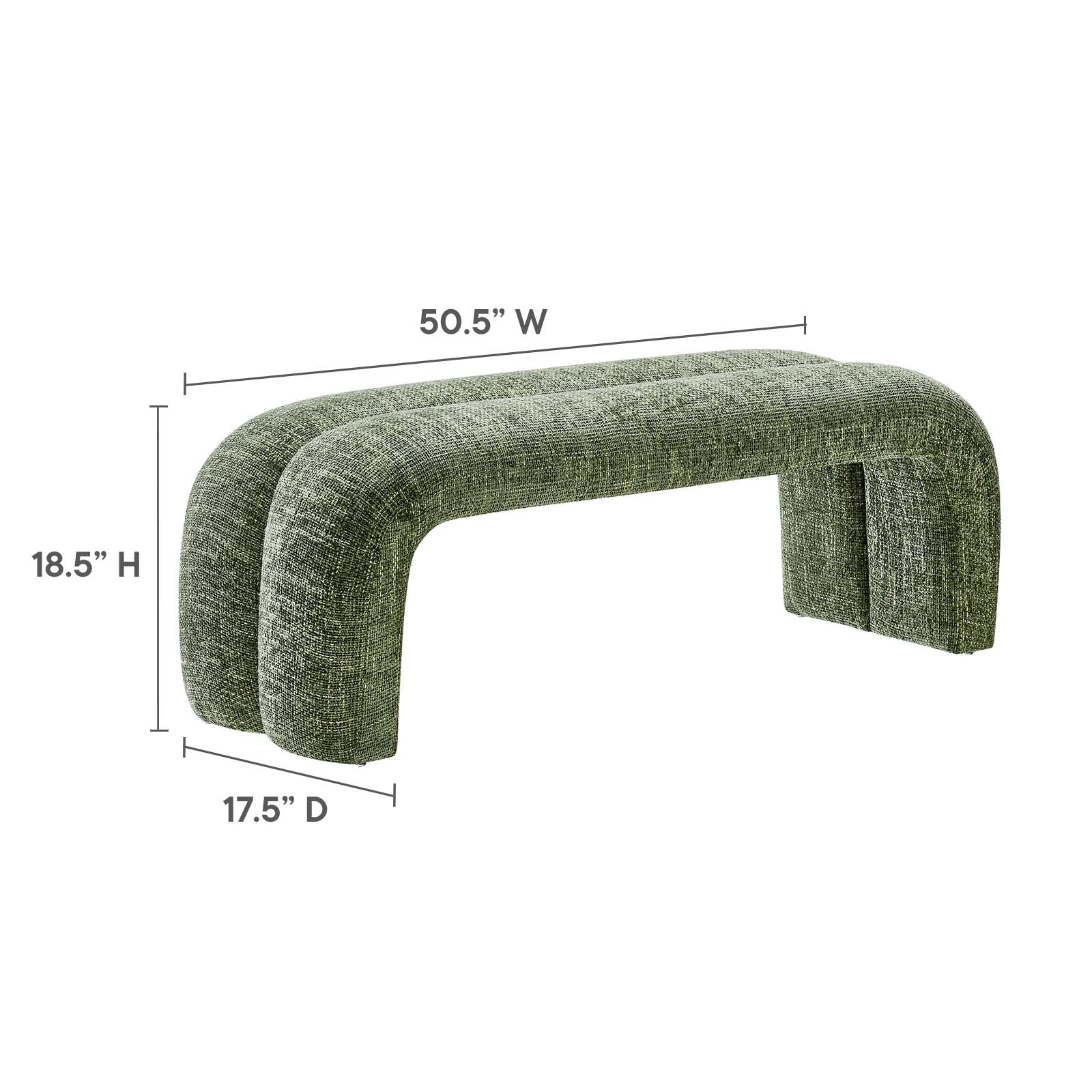 Dax 50.5" Chenille Upholstered Accent Bench By Modway - EEI-6769 - Image 6