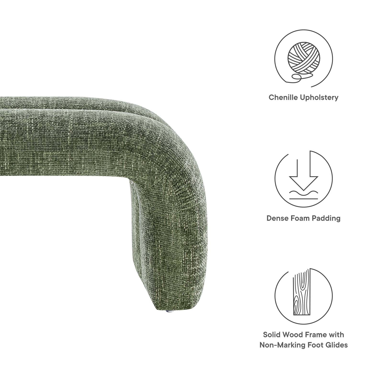 Dax 50.5" Chenille Upholstered Accent Bench By Modway - EEI-6769 - Image 7