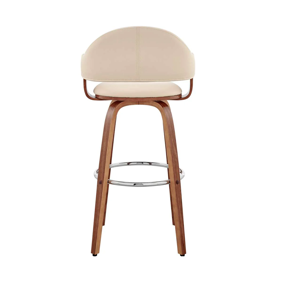 Daxton 30" Cream Faux Leather and Walnut Wood Bar Stool By Armen Living - Image 4