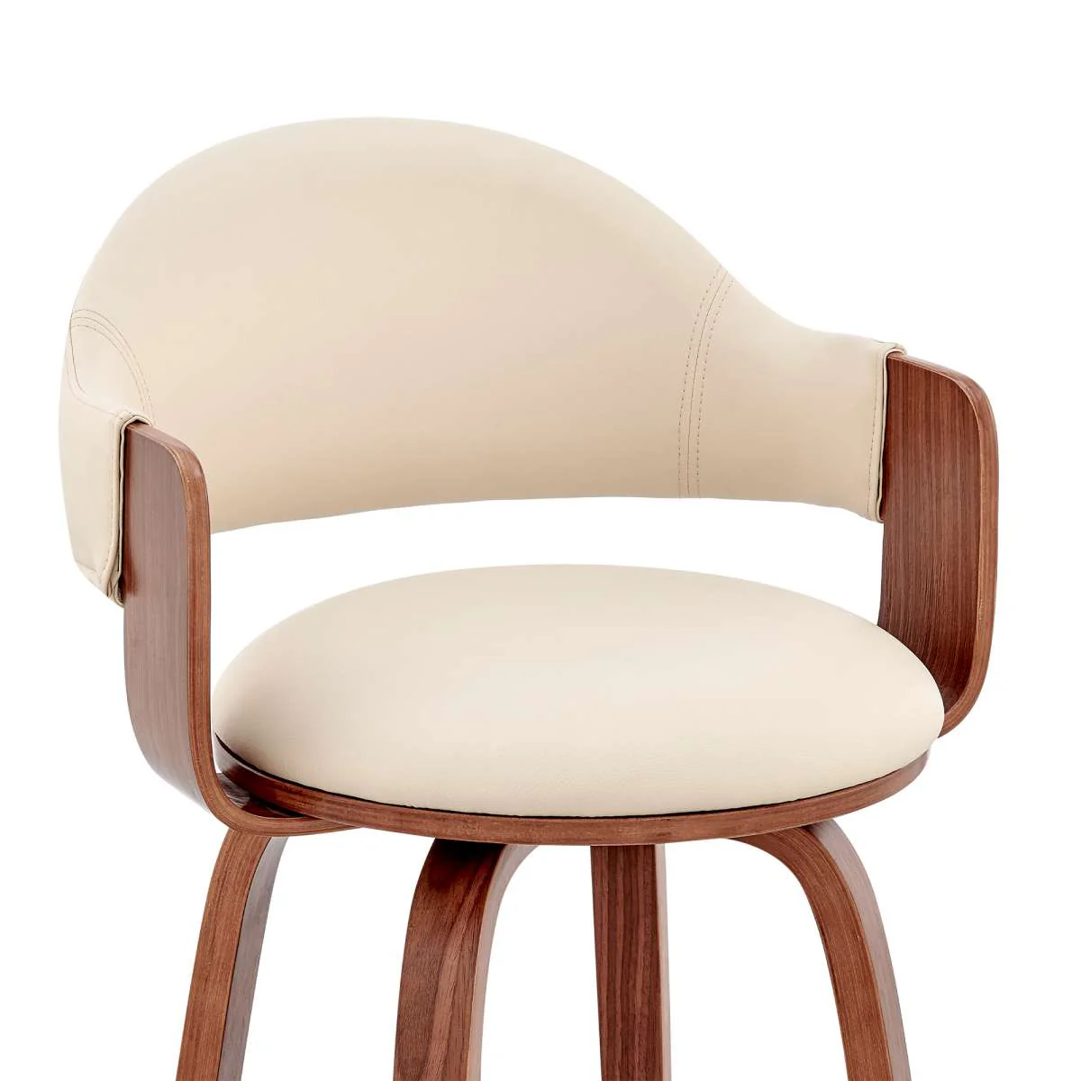 Daxton 30" Cream Faux Leather and Walnut Wood Bar Stool By Armen Living - Image 5