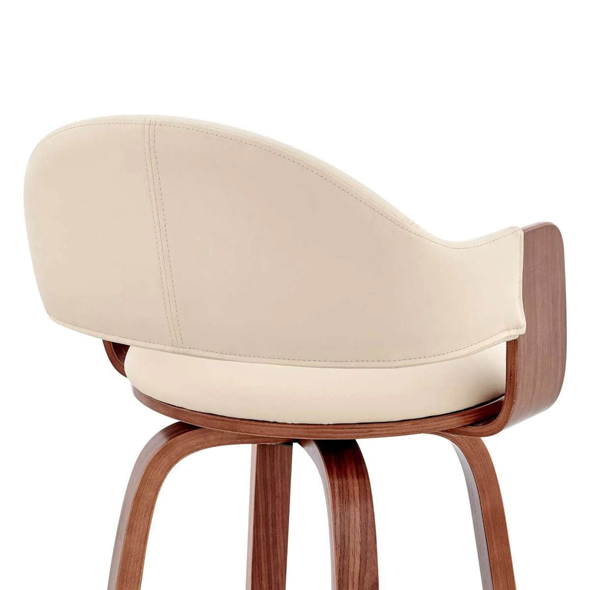 Daxton 30" Cream Faux Leather and Walnut Wood Bar Stool By Armen Living - Image 6