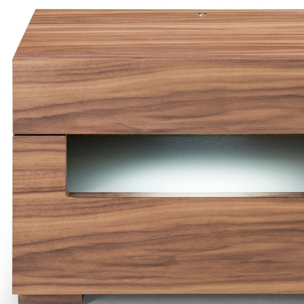 Dazzling Contemporary Led Walnut Nightstand With Two Drawers By Homeroots - Image 5