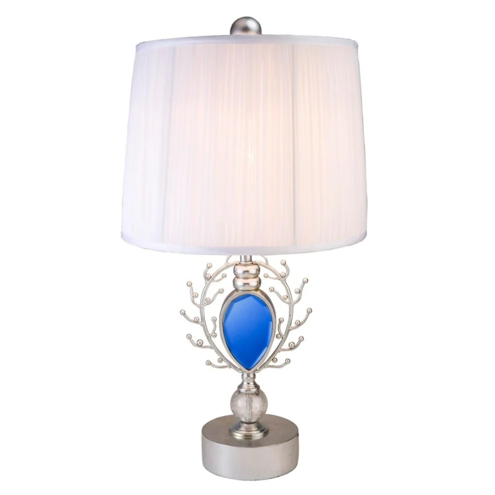 Dazzling Faux Turquoise Pendent Silver Table Lamp By Homeroots - Image 2