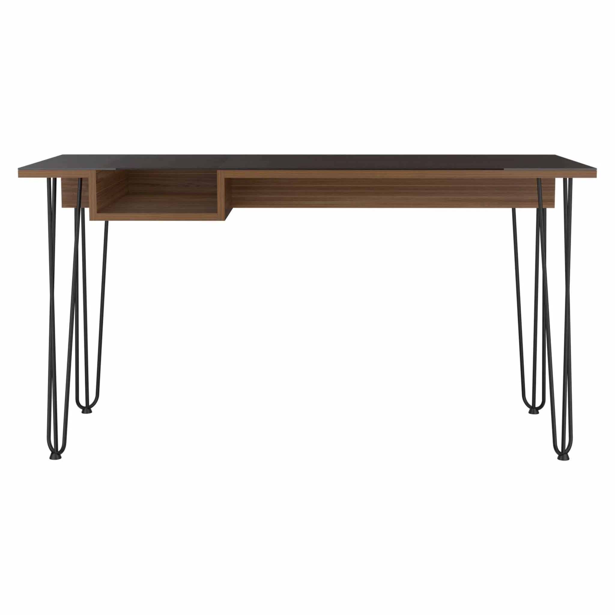Deco Mahogany and Black Geometric Computer Desk By Homeroots - Image 4