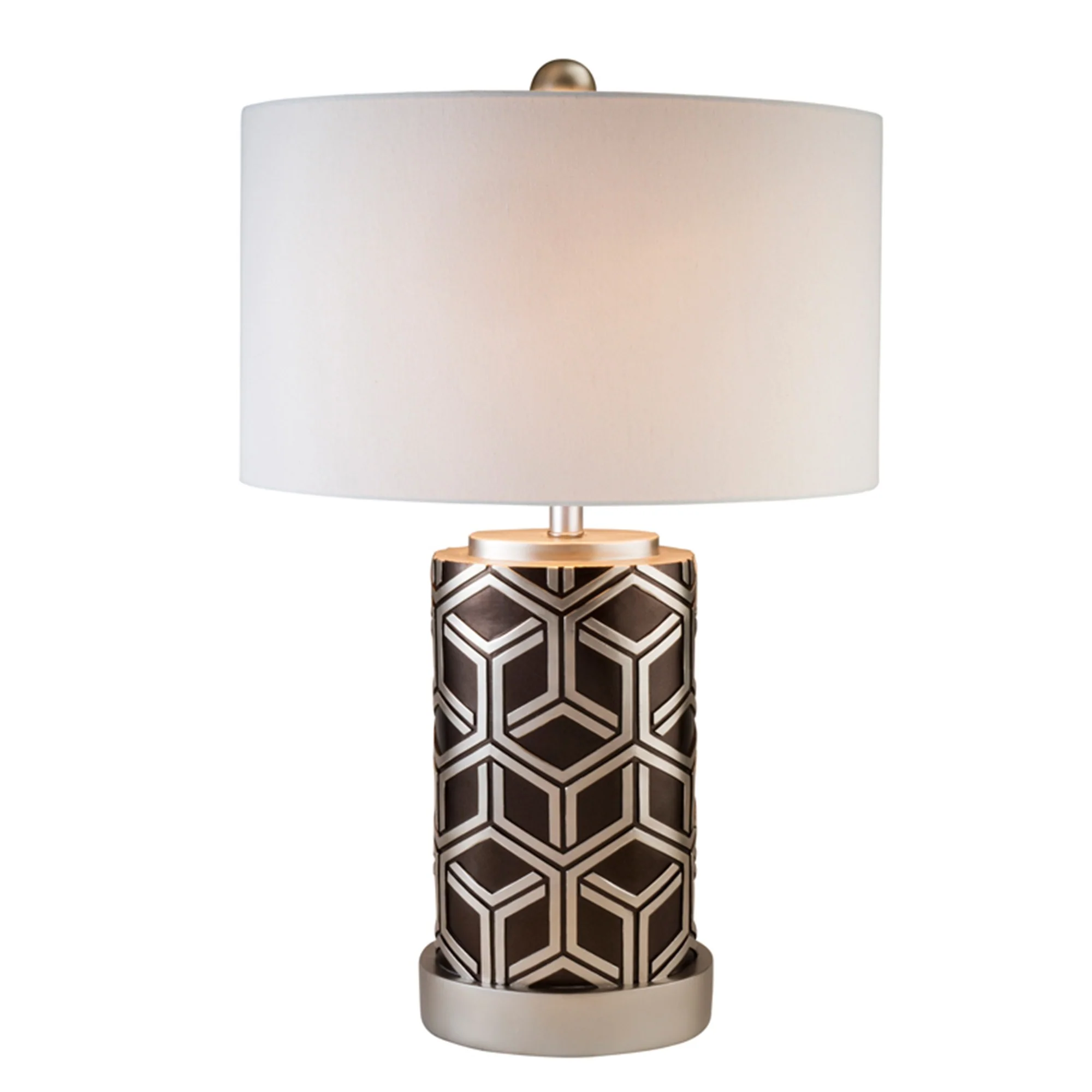 Deep Brown and Silver Geo Weave Table Lamp By Homeroots - Image 2