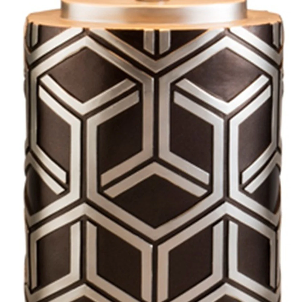 Deep Brown and Silver Geo Weave Table Lamp By Homeroots - Image 3