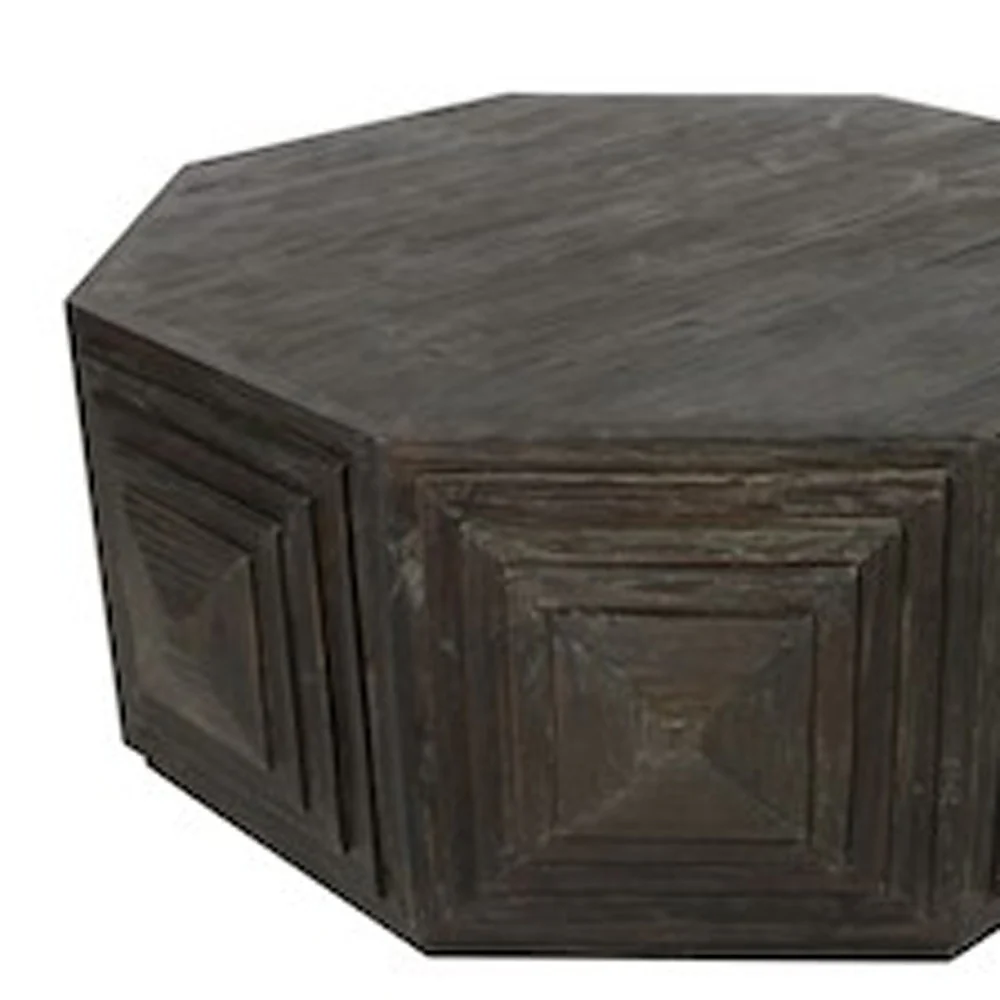 Deep Brown Octagonal Coffee Table By Homeroots - Image 2