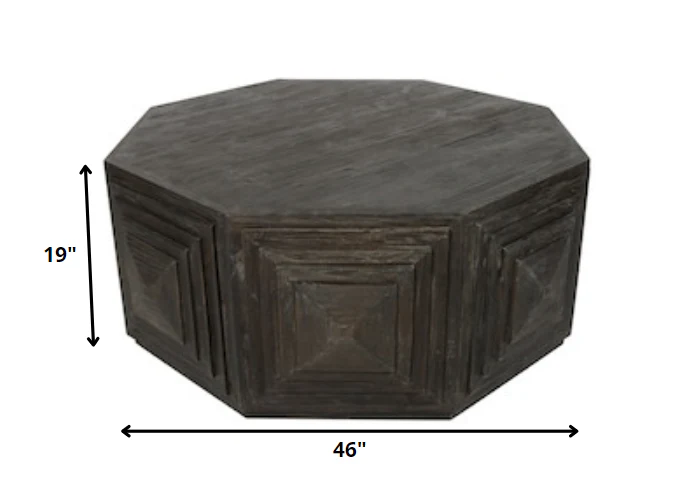 Deep Brown Octagonal Coffee Table By Homeroots - Image 3