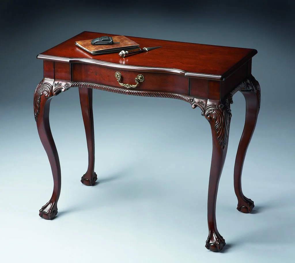 Deep Cherry Writing Desk By Homeroots - Image 2