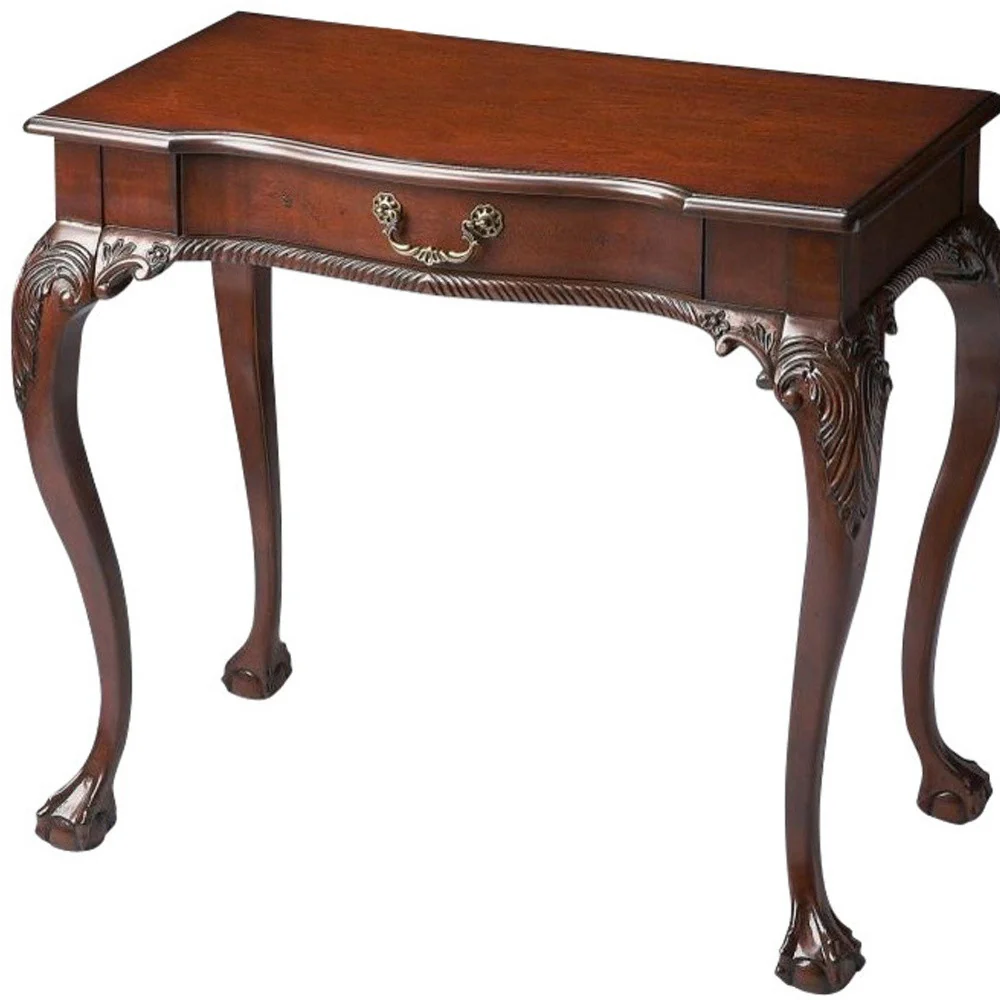 Deep Cherry Writing Desk By Homeroots - Image 4