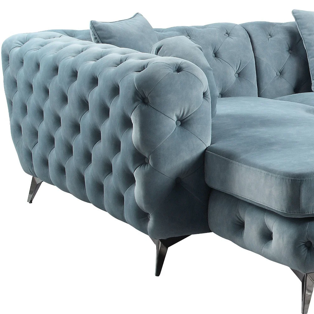 Deep Green Leather Match U Shaped Three Piece Seating Component And Toss Pillows By Homeroots - Image 3