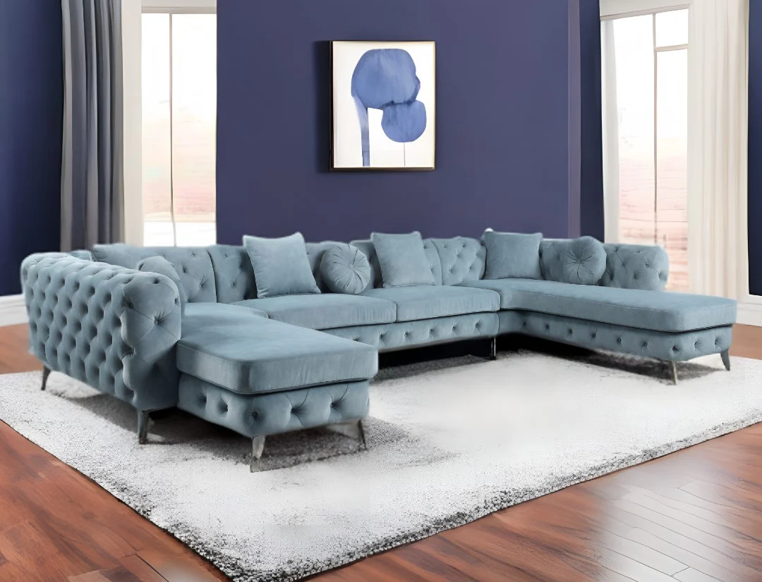 Deep Green Leather Match U Shaped Three Piece Seating Component And Toss Pillows By Homeroots - Image 5
