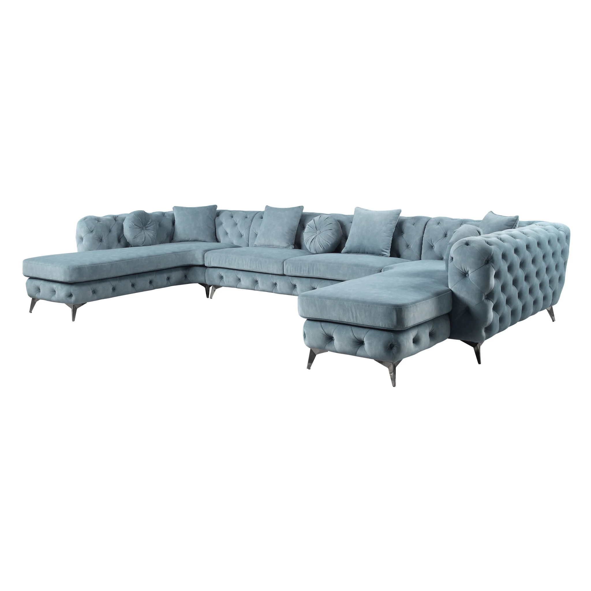 Deep Green Leather Match U Shaped Three Piece Seating Component And Toss Pillows By Homeroots - Image 6