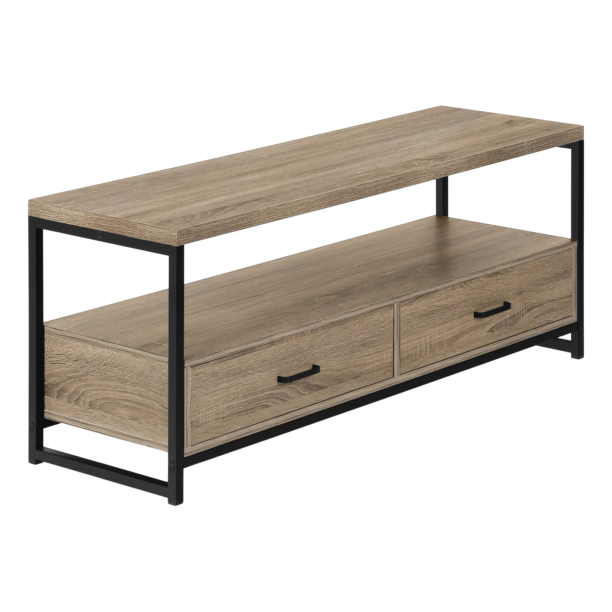 Deep Taupe Cabinet Enclosed Storage TV Stand By Homeroots - Image 3