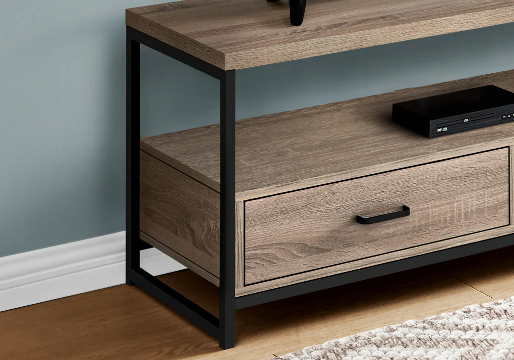 Deep Taupe Cabinet Enclosed Storage TV Stand By Homeroots - Image 8