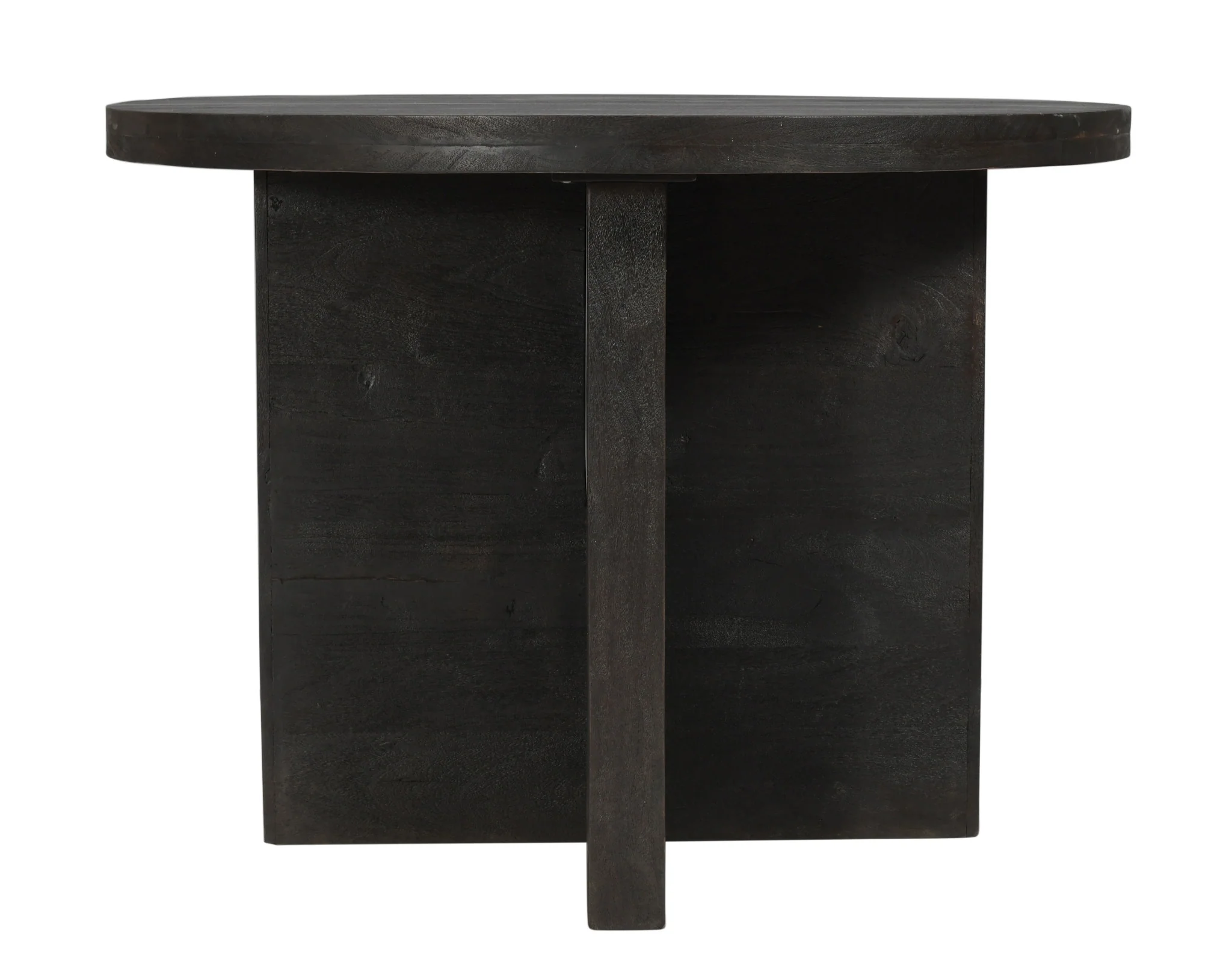Deep Taupe Rounded Solid Wood Pedestal Base Dining Table By Homeroots - Image 4