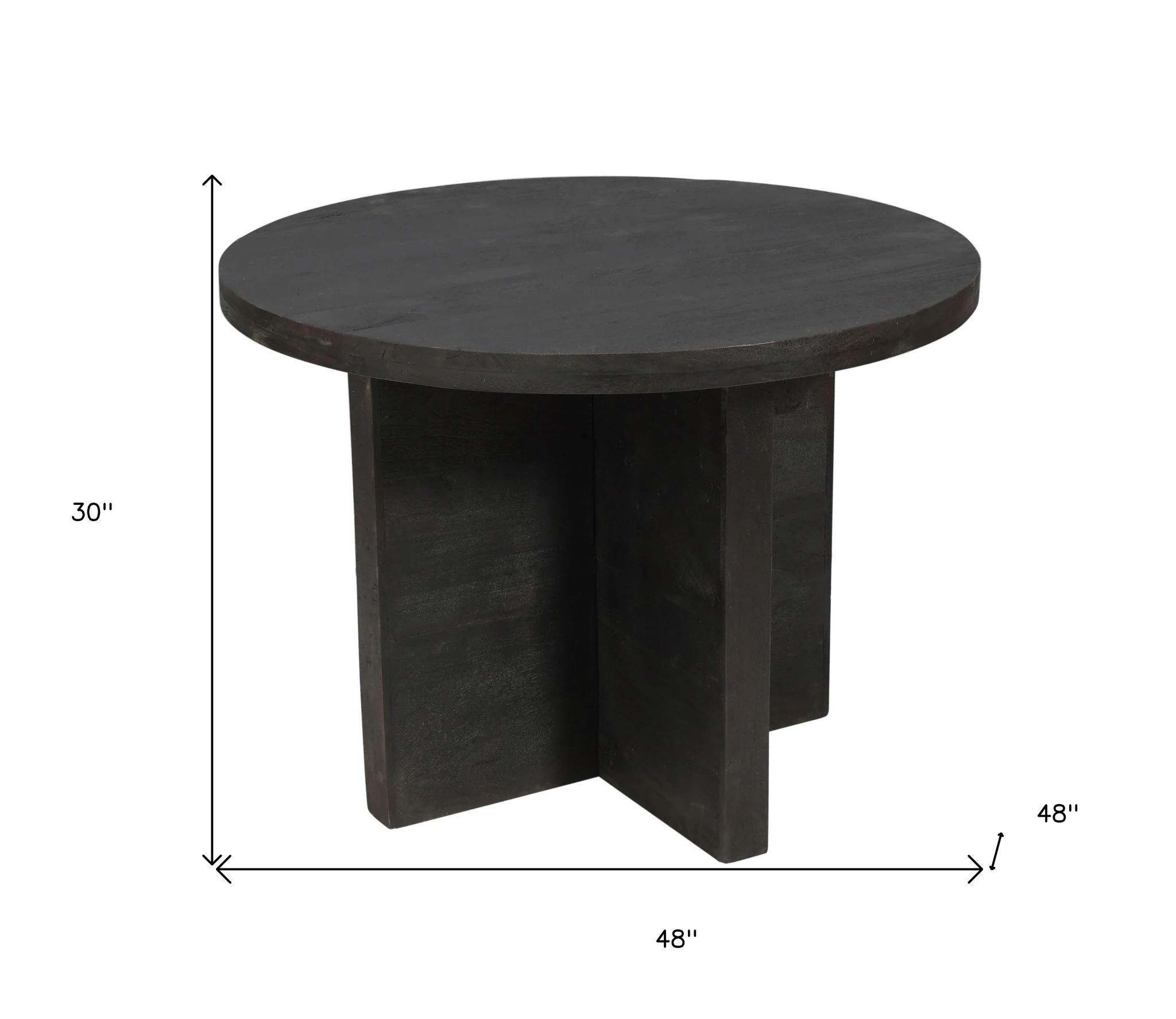 Deep Taupe Rounded Solid Wood Pedestal Base Dining Table By Homeroots - Image 6