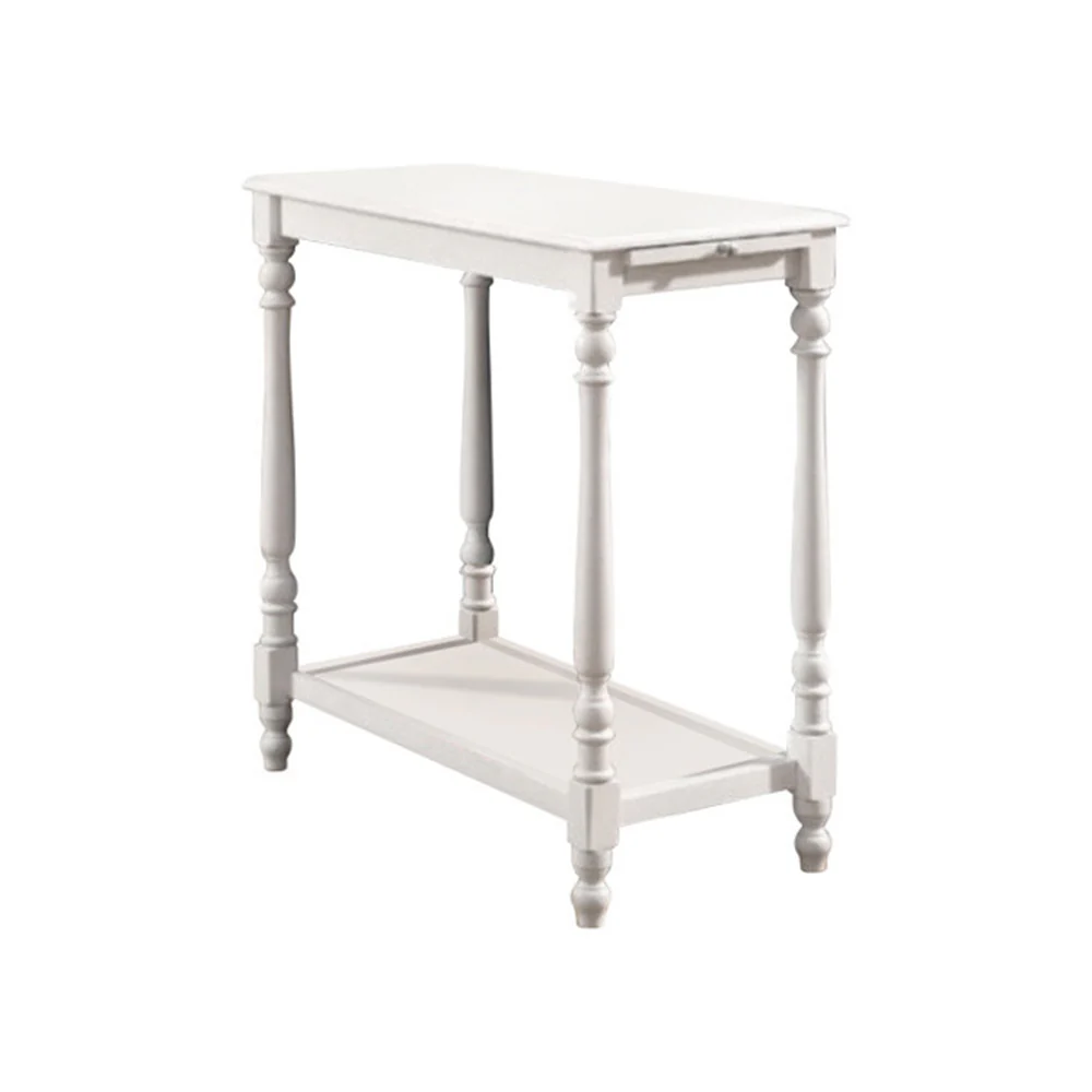 Deering Transitional Side Table, White Finish By Benzara - Image 2