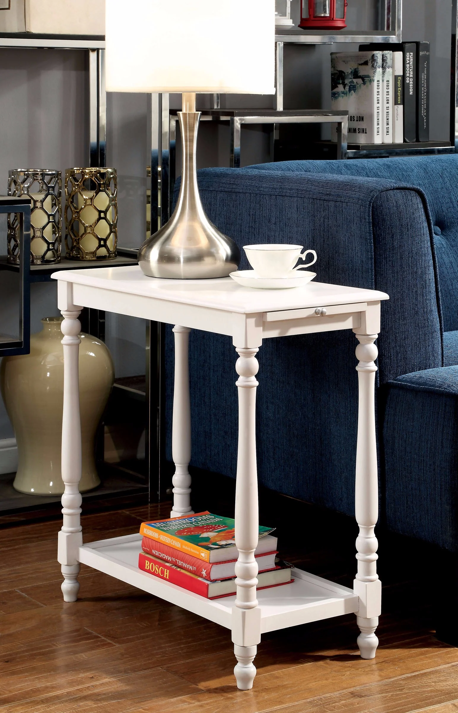 Deering Transitional Side Table, White Finish By Benzara - Image 3