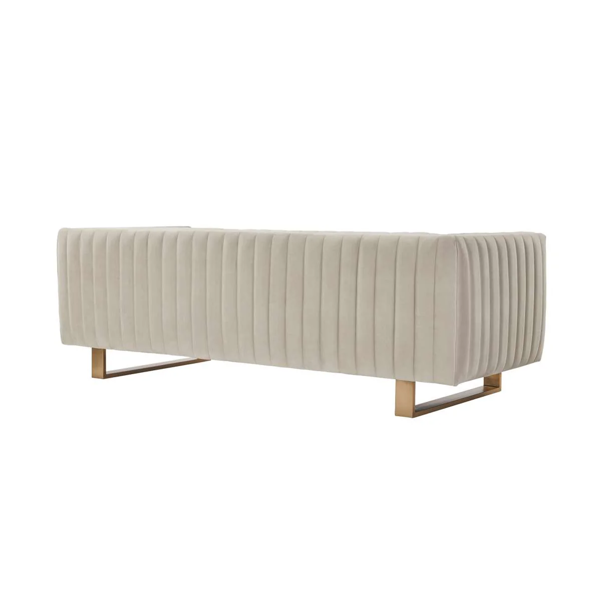 Delilah 86" Beige Velvet Square Arm Sofa with Gold Legs By Armen Living - Image 4