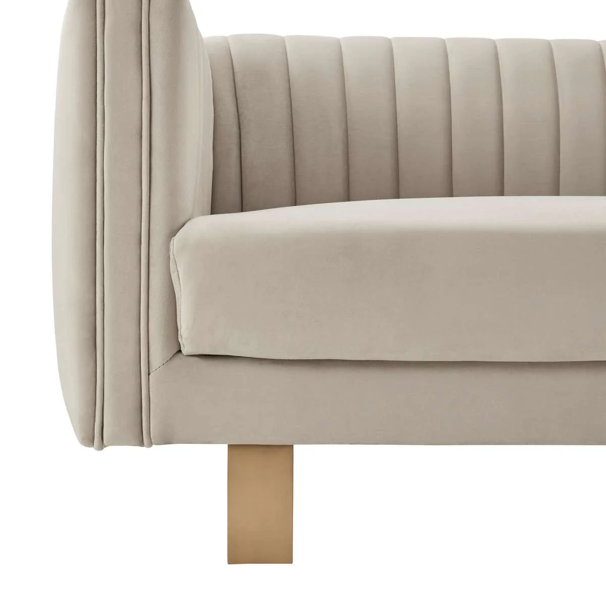 Delilah 86" Beige Velvet Square Arm Sofa with Gold Legs By Armen Living - Image 6
