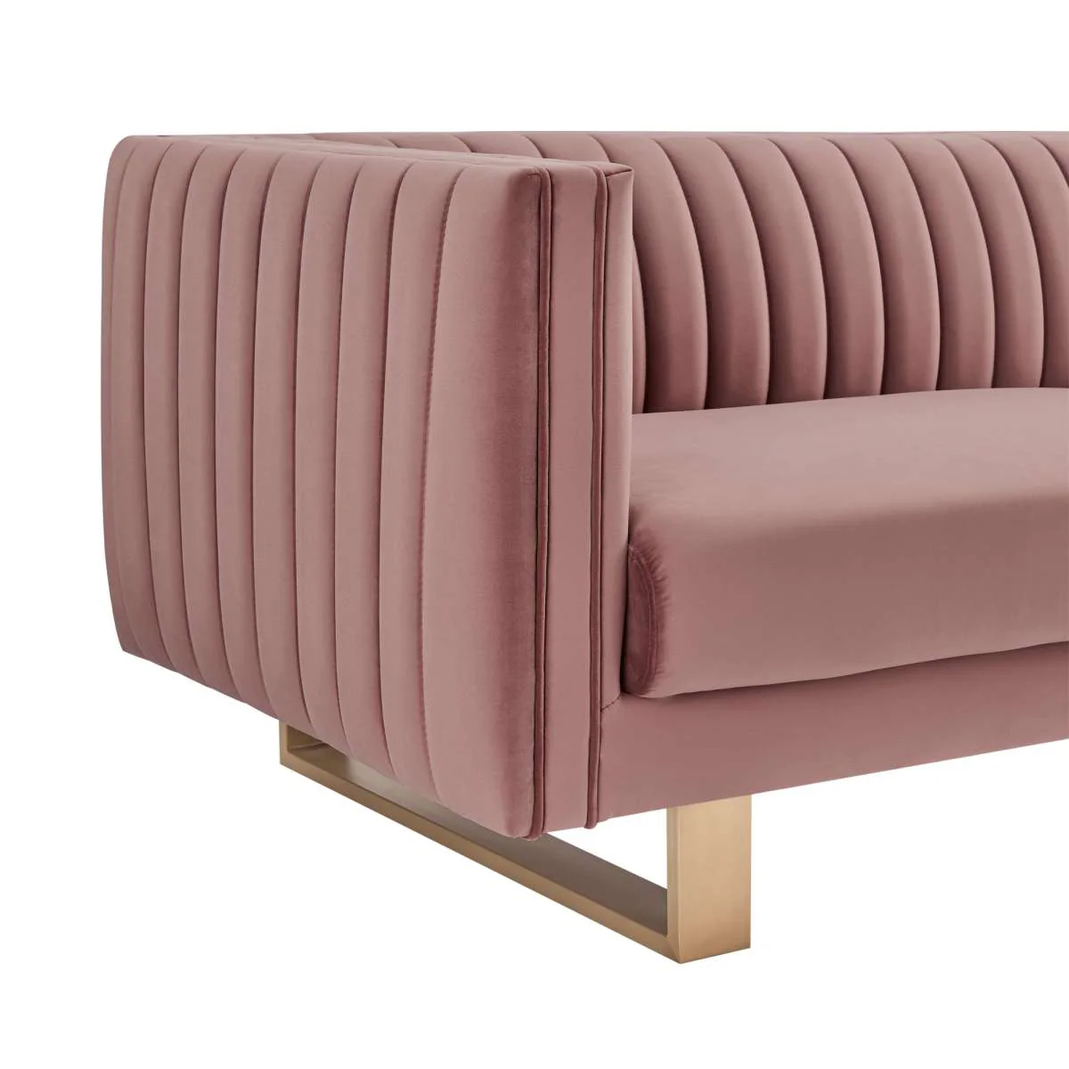 Delilah 86" Blush Velvet Square Arm Sofa By Armen Living - Image 3