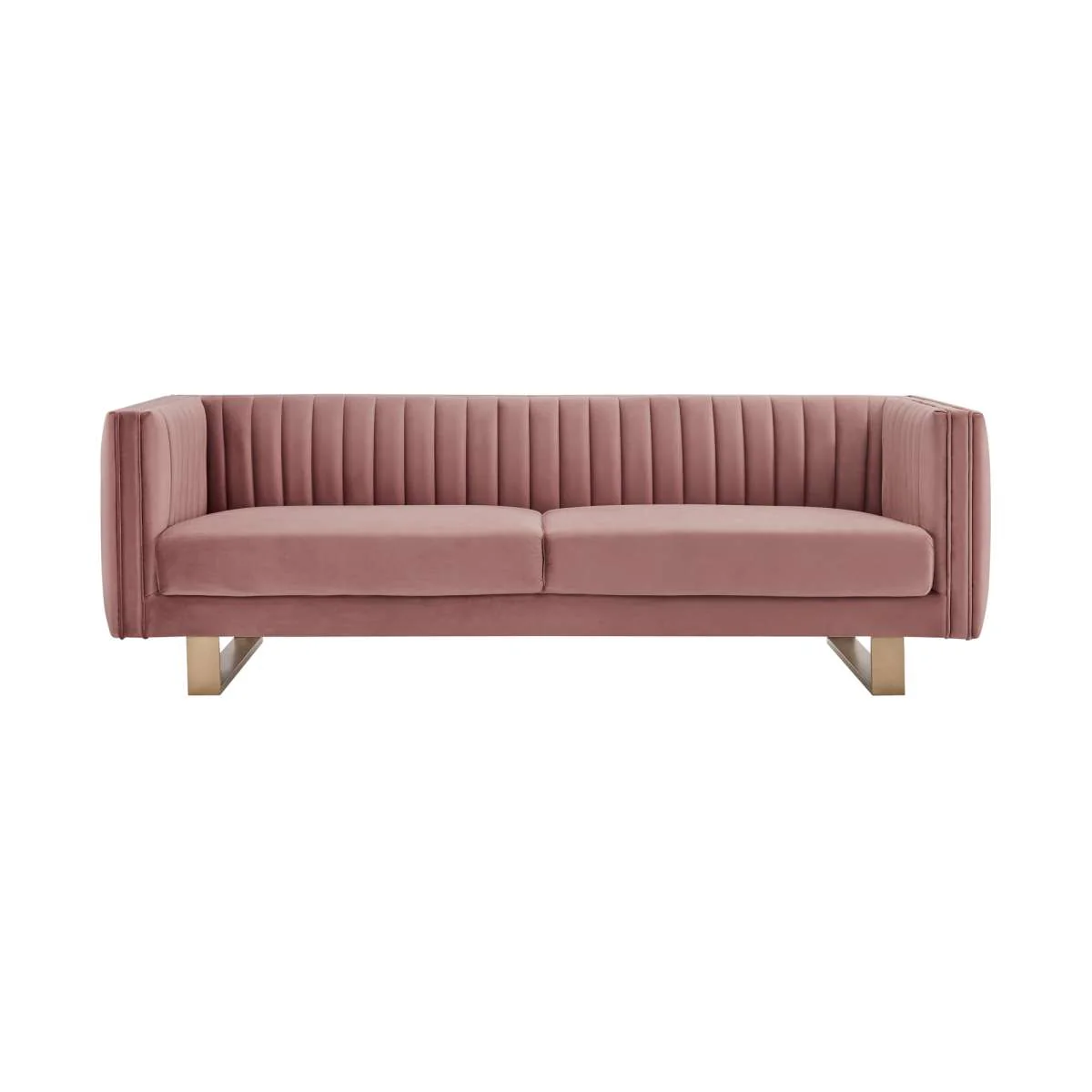 Delilah 86" Blush Velvet Square Arm Sofa By Armen Living - Image 4