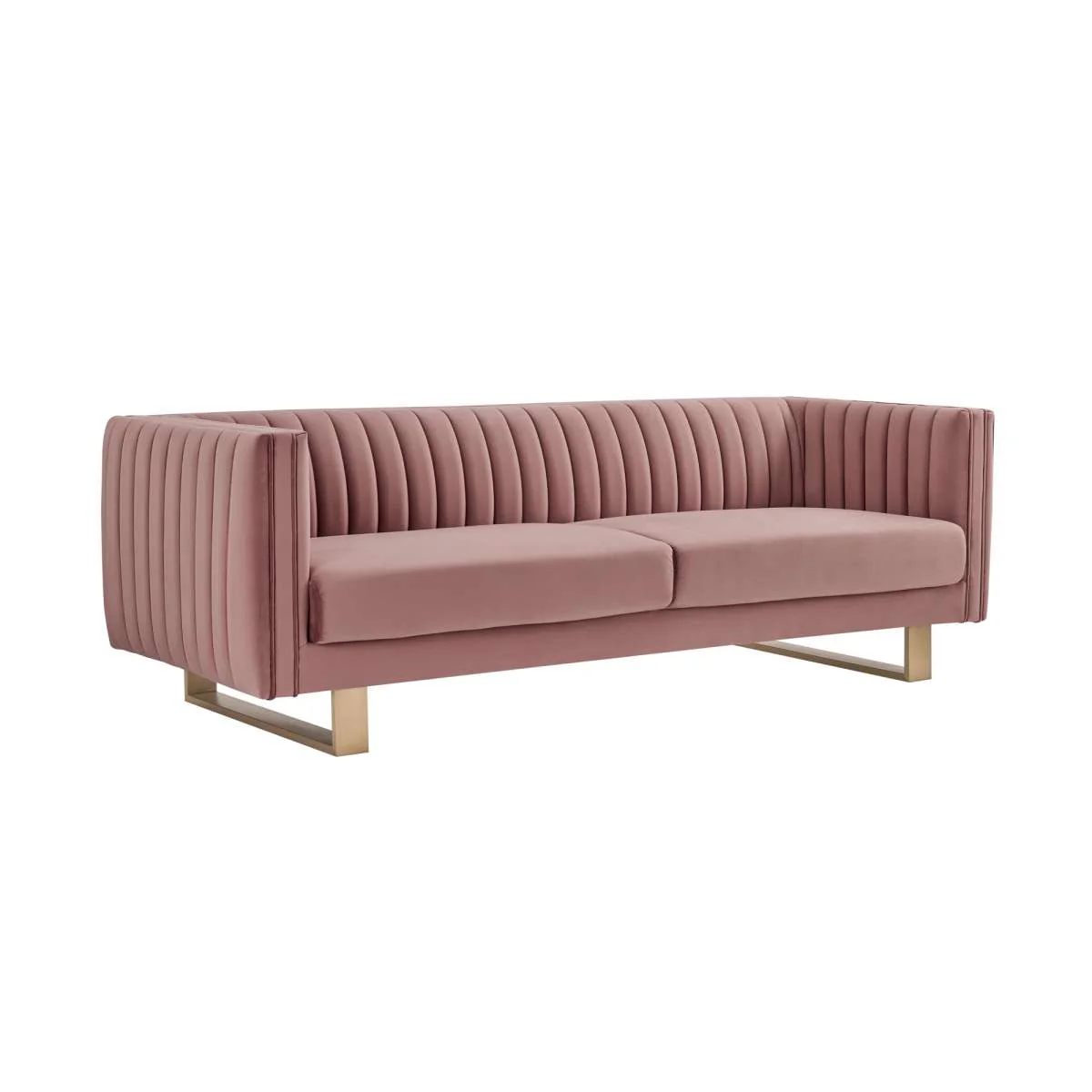 Delilah 86" Blush Velvet Square Arm Sofa By Armen Living - Image 5