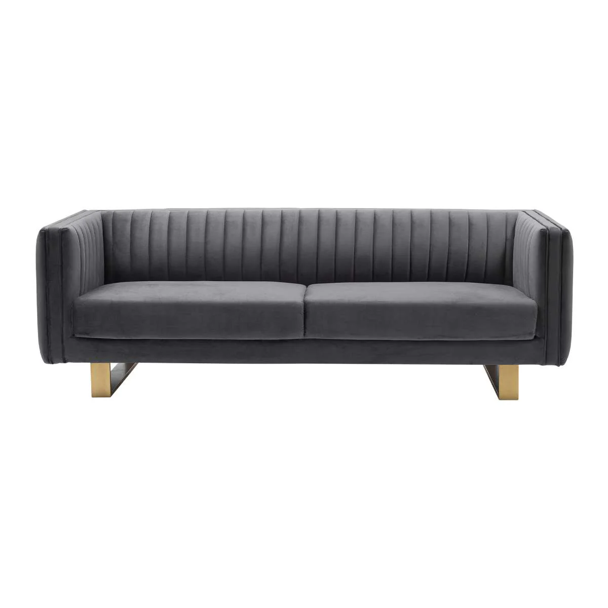 Delilah Dark Gray Velvet Sofa with Matte Gold Legs By Armen Living - Image 2