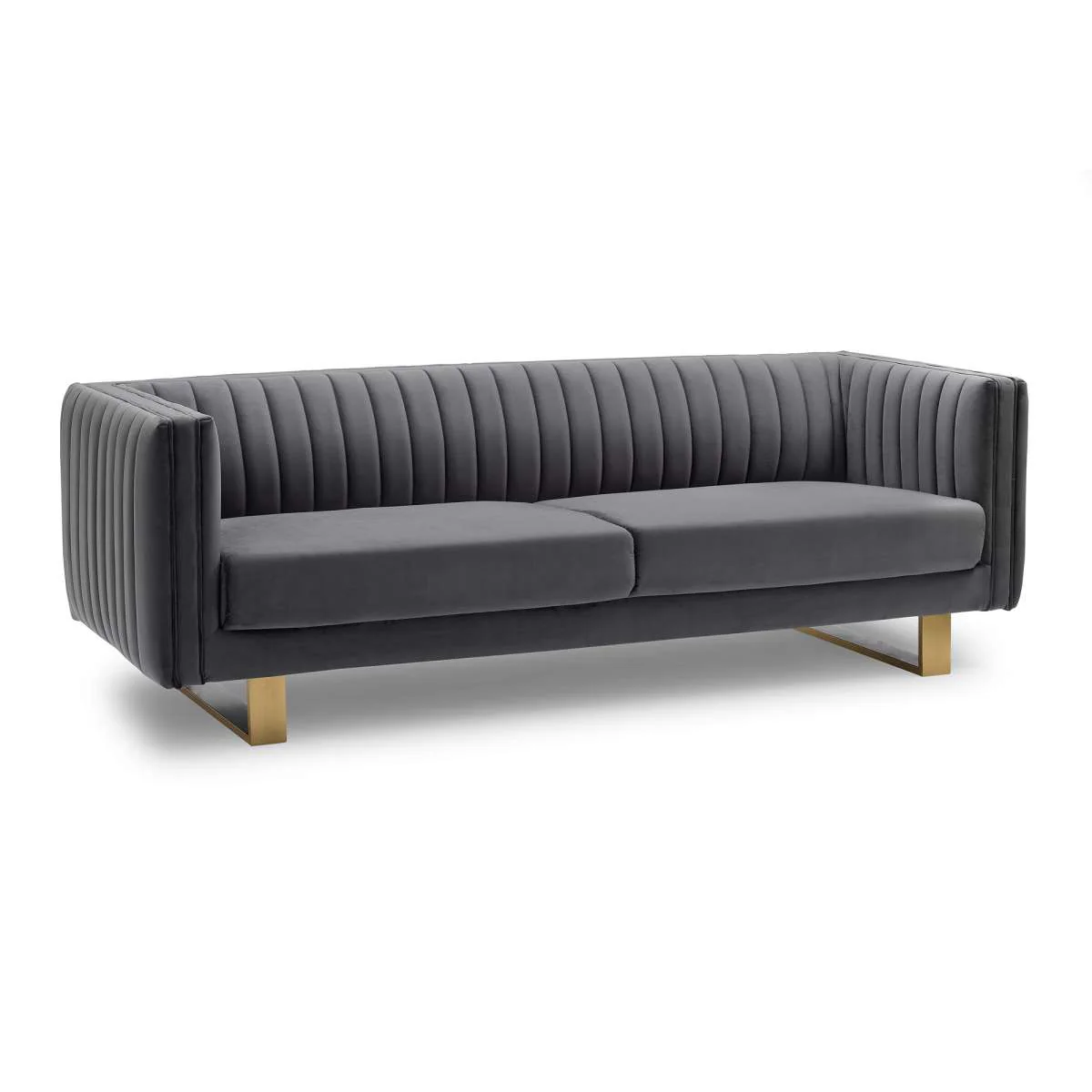 Delilah Dark Gray Velvet Sofa with Matte Gold Legs By Armen Living - Image 3