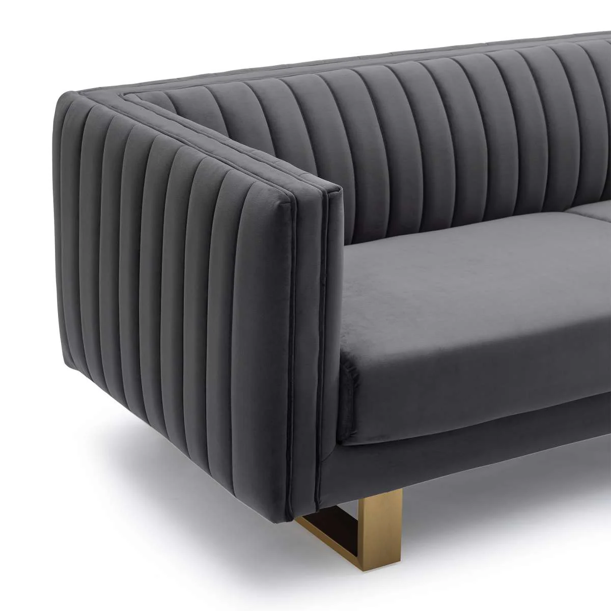 Delilah Dark Gray Velvet Sofa with Matte Gold Legs By Armen Living - Image 4