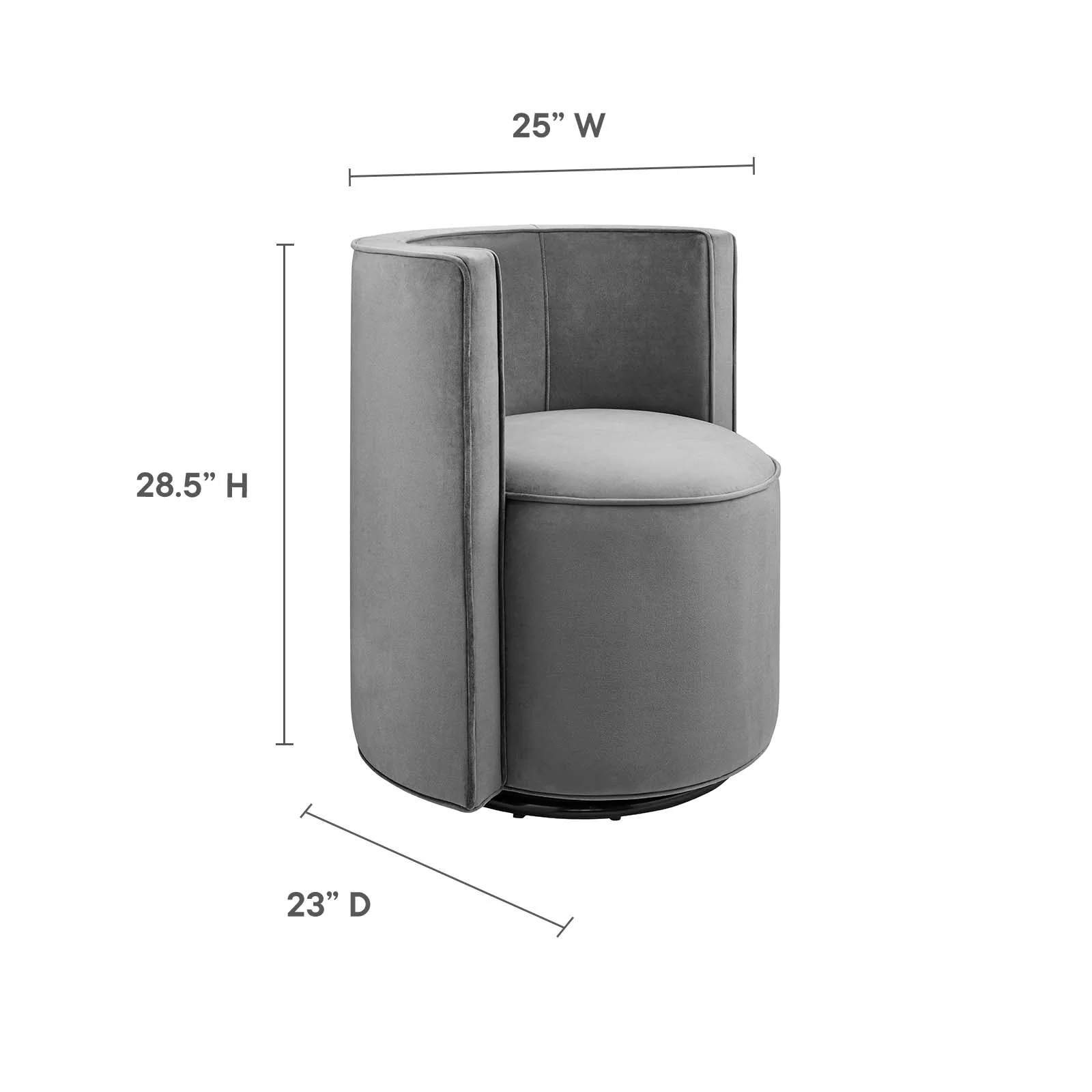 Della Performance Velvet Fabric Swivel Chair By Modway - EEI-6222 - Image 7